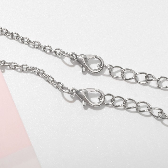 Набор 3 предмета: 2 кулона, тинт для губ &laquo;Неразлучники&raquo; сердце и вино, цветной в серебре, 25 см