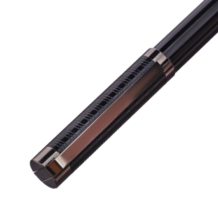 Ручка подарочная шариковая в кожзам футляре поворотная Эксклюзив корпус черный/серебро