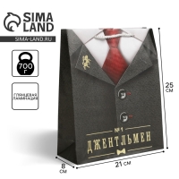 Пакет подарочный ламинированный, упаковка, &laquo;Джентльмен&raquo;, ML 21 х 25 х 8 см
