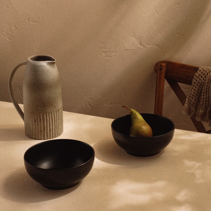 Набор мисок фарфоровых SL Home &laquo;Дарк&raquo;, 1,2 л, d=18,5 см, цвет чёрный