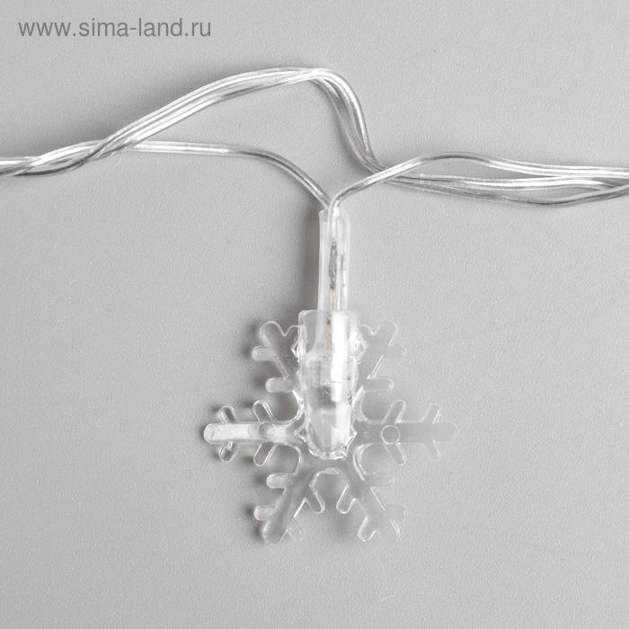 Гирлянда &laquo;Нить&raquo; 5 м с насадками &laquo;Снежинки малые&raquo;, IP20, прозрачная нить, 20 LED, свечение мульти (RG/RB), мигание, 220 В
