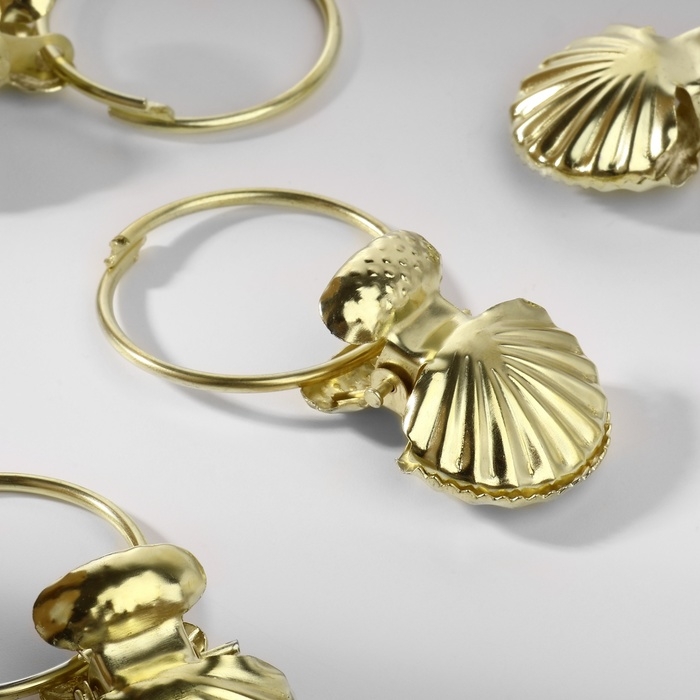 Кольцо для карниза, с зажимом &laquo;Ракушка&raquo;, d = 32/36 мм, 20 шт, цвет золотой