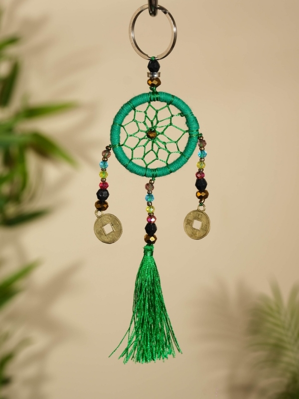 Брелок "Ловец снов" 4х15 см. тёмно-зелёный