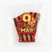 Значок с георгиевской лентой &laquo;9 мая, гвоздика&raquo;, дерево, 4,8 х 6,6 см