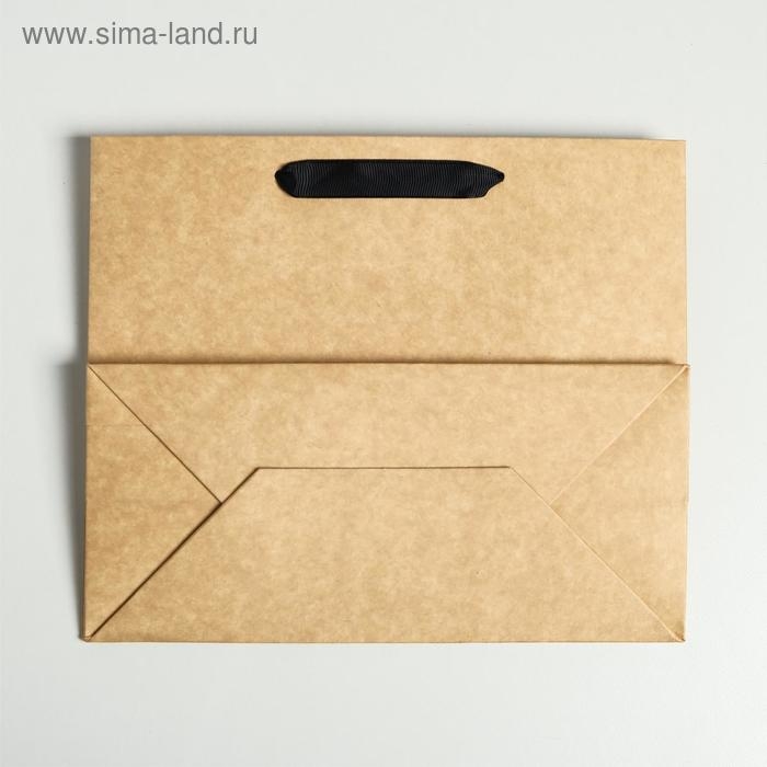 Пакет подарочный крафтовый с пластиковым окном, упаковка, &laquo;Flowers&raquo;, 24 х 20 х 11см