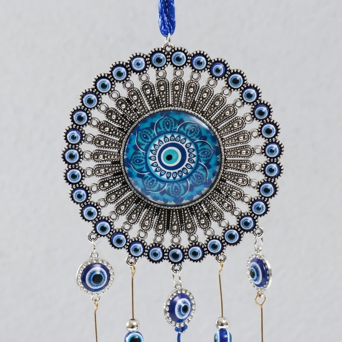 Музыка ветра металл, пластик "Мандала от сглаза" 5 колокольчиков, кисточка h=30 см