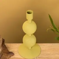 Подсвечник на 1 свечу текстурный "Оливковый" с 2 сферами 8,5х8,5х18 см