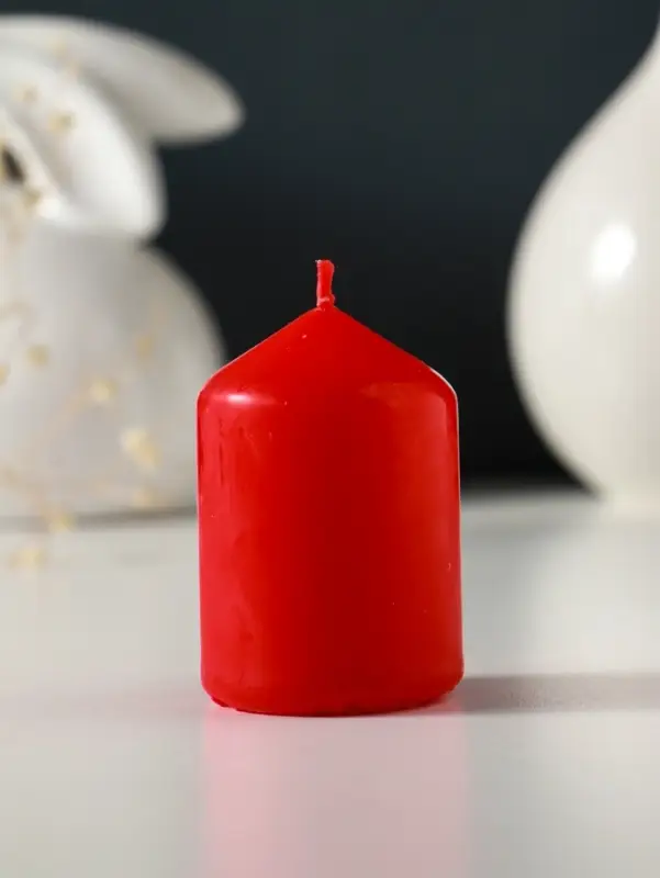 Свеча-цилиндр 4х6 см, 70 гр (набор 4 шт) красный
