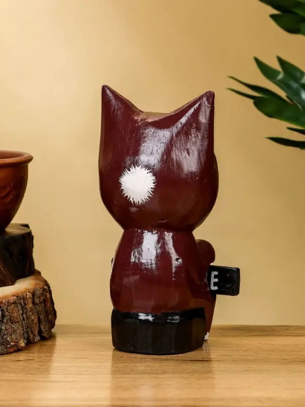 Сувенир "Кот с табличкой WELCOME" дерево 10х7х16 см, цв. бело-коричневый