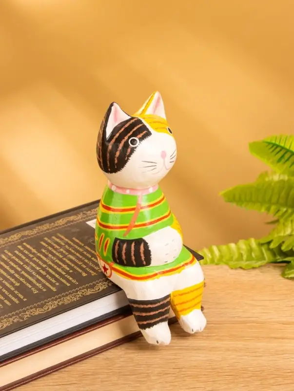 Сувенир дерево "Кошка сидящая" цв. жёлтый, 6х6х15 см