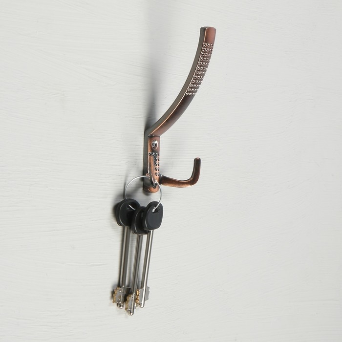 Крючок мебельный ТУНДРА TKT001, трехрожковый, медь