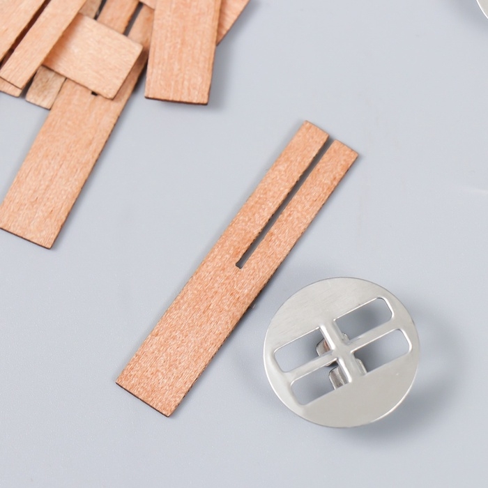 Фитиль с держателем двойной для свечи дерево набор 5 шт 1х5 см