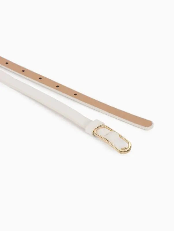 Ремень жен 02-01-01-01, Июнь2515 1,5*0,3*110 см, без винта, пряж золото, 1 прокол, белый