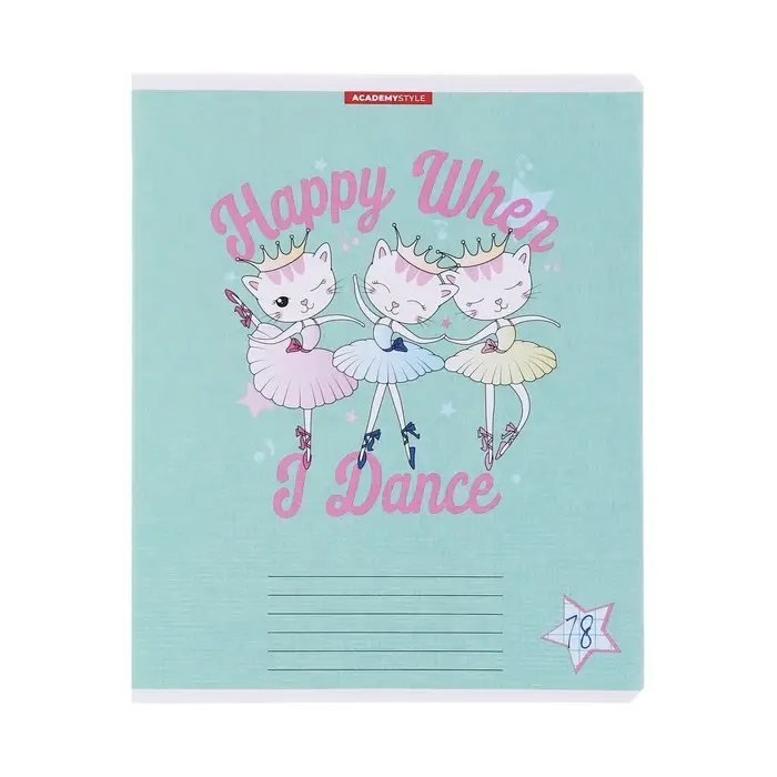 Тетрадь 18 листов в клетку "КотоДевочки", обложка бумага, текстура, блок офсет, МИКС