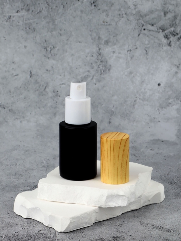 Флакон стеклянный для парфюма, с распылителем, 30 мл, чёрный/бежевый