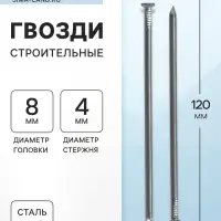 Гвозди ТУНДРА, строительные, ГОСТ 4028-63, без покрытия, 4&times;120 мм, фасовка 0.2 кг