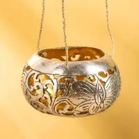 Подсвечник подвесной из кокоса, 10-12 см, серебристый