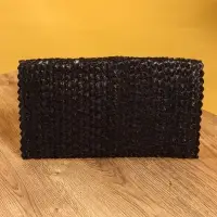 Сумка клатч плетёная из пальмового листа, 28&times;16&times;2 см, чёрная
