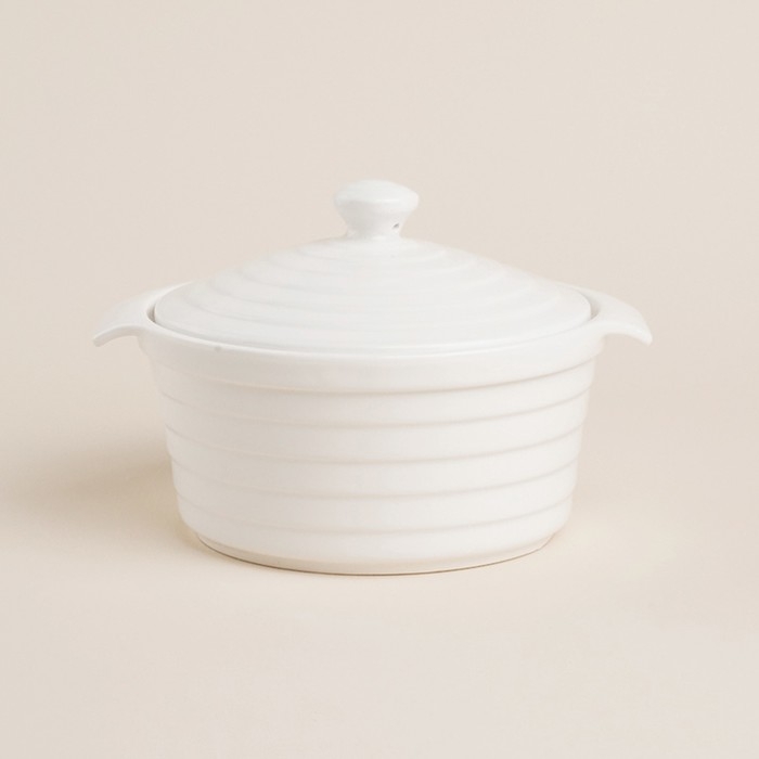 Кастрюля из жаропрочной керамики SL Home &laquo;Санторини&raquo;, 750 мл, 19&times;16&times;7,5 см, цвет белый