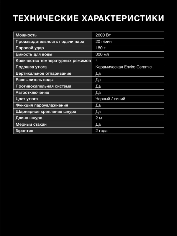 Утюг H-SI01573 2600Вт черный-синий