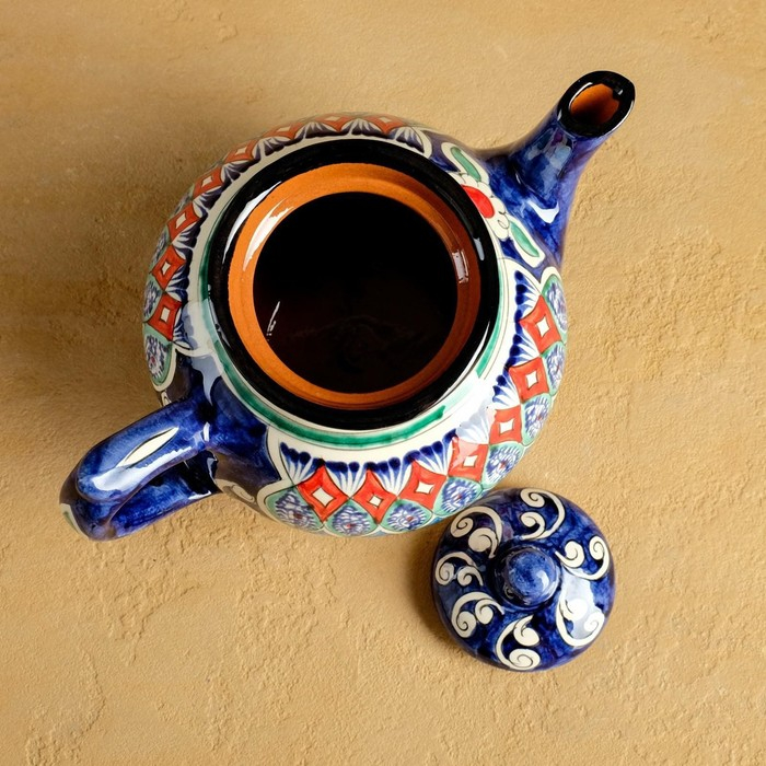 Набор чайный Риштан, 9 предм: чайник 1л., 6 пиал 9,5см, конфетница 23см, сахарница 250м