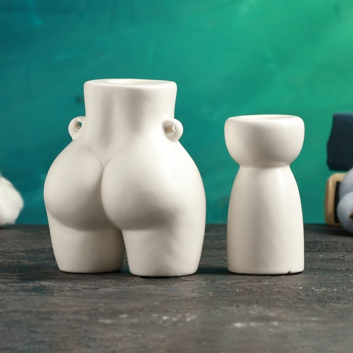 Набор подсвечников "Марта и Лунд" белый глянец, 2шт/4х8см/10х8см