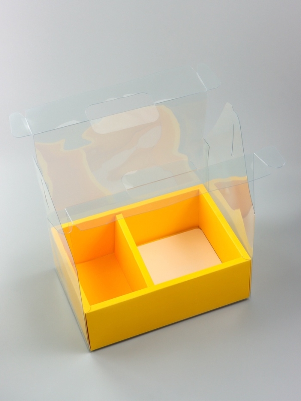 Коробка с PVC для цветов и десертов 26 х 18 х 30 см, желтый