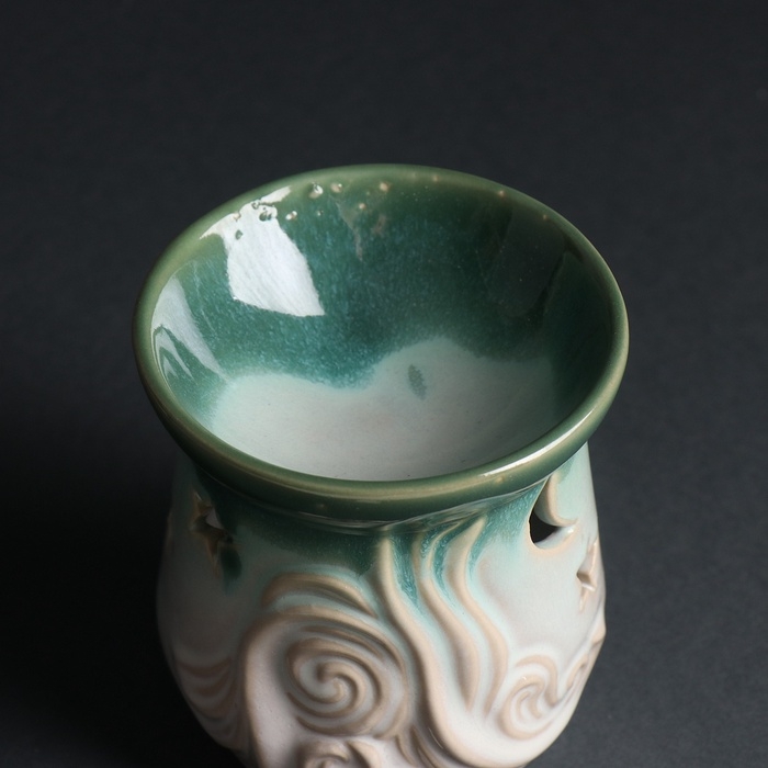 Аромалампа керамика Аромалампа керамика "Море волнуется" зеленый 8,6х8,6х9,8 см