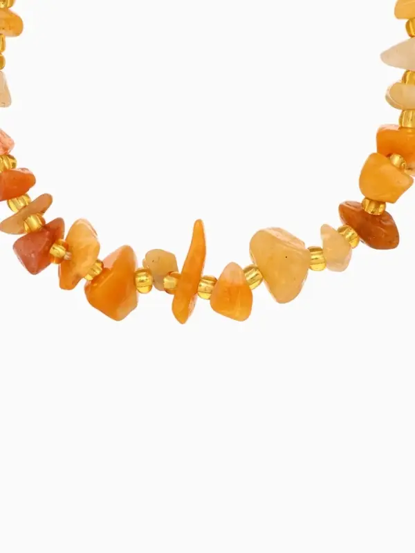 Браслет, длина 16 см, цв. янтарный, золотой