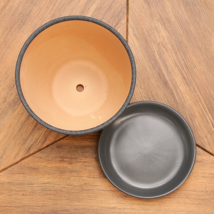 Набор горшков цветочных 4 шт. Шелк серый 0,4 / 1 / 2,5 / 5 л