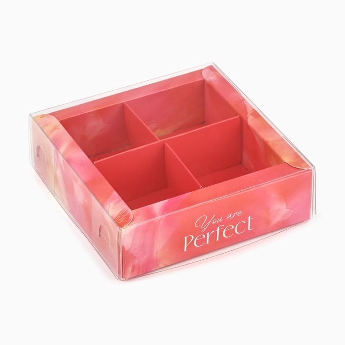 Коробка под 4 конфеты с ячейками &laquo;Яркие краски&raquo;, 10 х 10 х 3 см