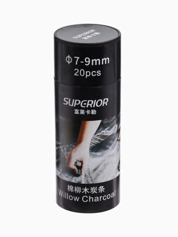 Уголь натуральный 20 штук, d=7-9 мм, в картонном тубусе, черный