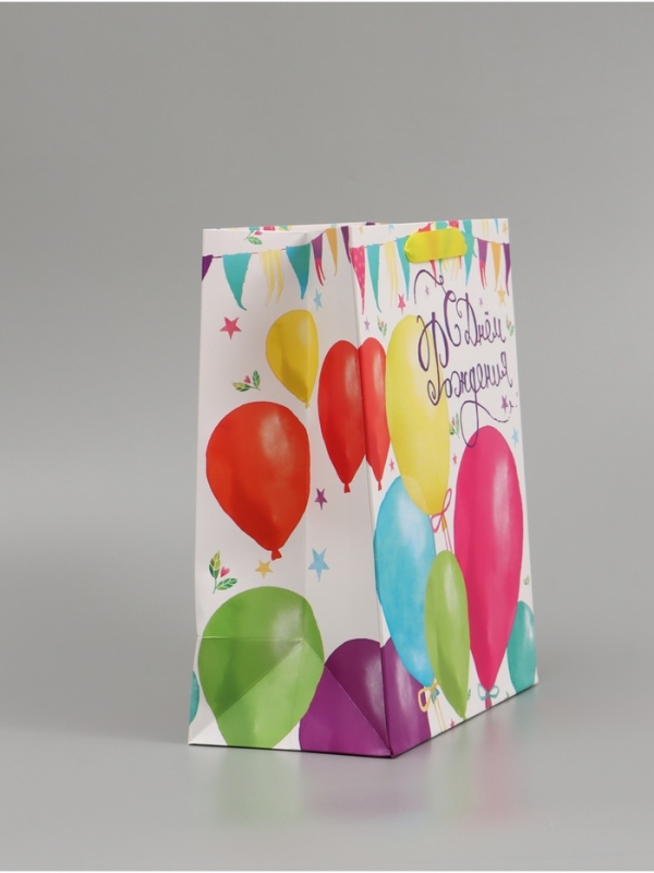 Пакет подарочный ламинированный вертикальный, упаковка, &laquo;С Днём Рождения!&raquo;, ML 23 х 27 х 11,5 см