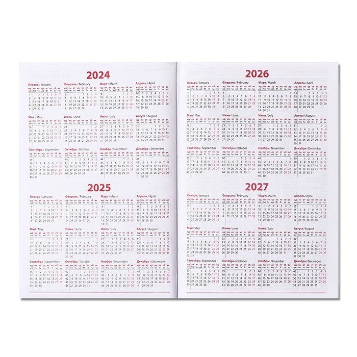 Ежедневник недатированный А5, 160 листов "Небраска", перфорация углов, красный