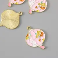 Декор для творчества металл, эмаль "Зайка и цветы" 2,7х2,2 см