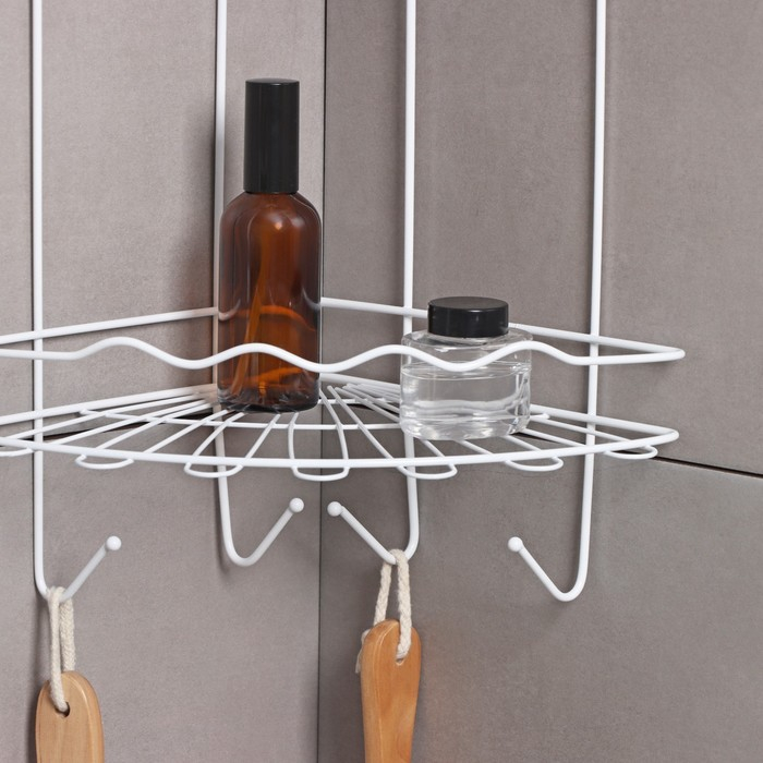 Полка для ванной угловая 3-х ярусная &laquo;Волна&raquo;, 24&times;24&times;64 см, цвет белый