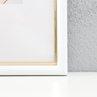Фоторамка пластик "МИРАМ" 20х30 см, 636461 белый с золотом (пластиковый экран)
