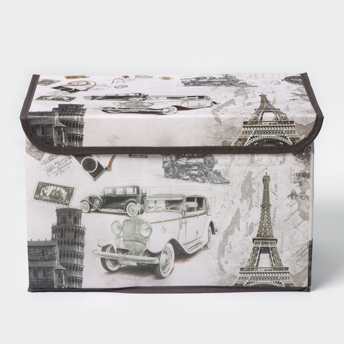 Короб стеллажный для хранения с крышкой &laquo;Страны&raquo;, 38&times;25&times;25 см, дизайн МИКС