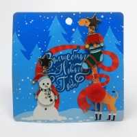 Новый год! Серьги &laquo;Новогодние&raquo; снеговик с носком, цветные в золоте