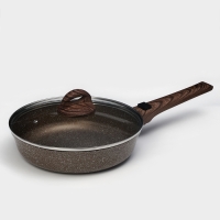 Сковорода Доляна &laquo;Брауни&raquo;, d=24 см, съёмная ручка, стеклянная крышка, антипригарное покрытие, индукция