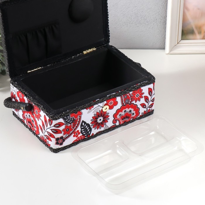 Шкатулка для рукоделия "Народный цветочный узор" 24х16х11 см
