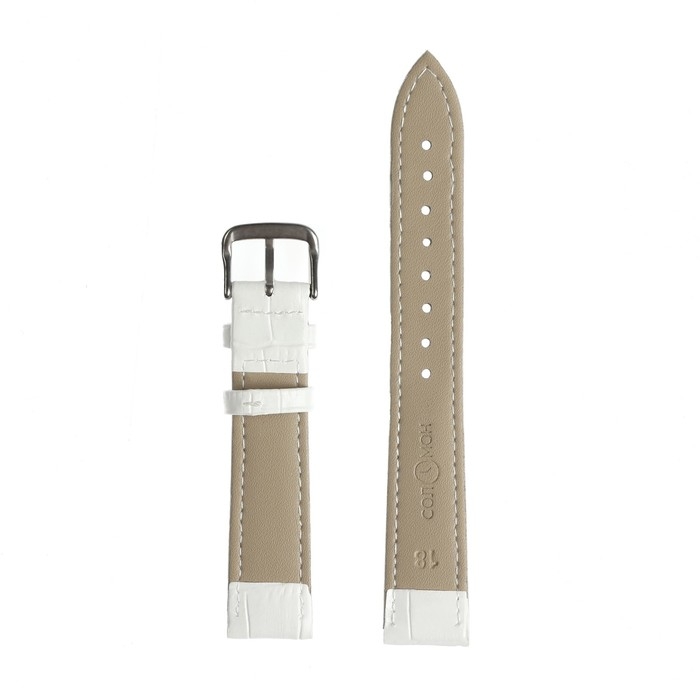 Ремешок для часов кожаный "Соломон" 18 мм, l-20 см, белый