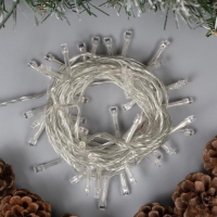 Гирлянда &laquo;Нить&raquo; 5 м, IP20, прозрачная нить, 50 LED, свечение тёплое белое, 8 режимов, 220 В