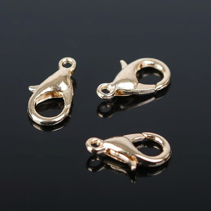 Замок-карабин (набор 10 шт.), 12&times;7 мм, цвет золото