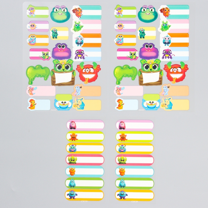 Термобирки для одежды. Набор именных термонаклеек для маркировки детских вещей &laquo;Яркие монстрики&raquo;, 52 шт