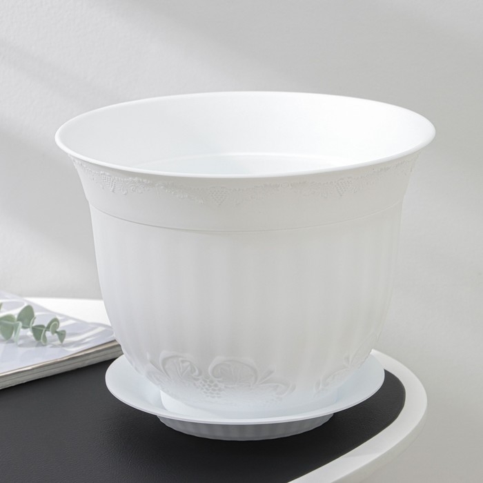 Горшок с поддоном &laquo;Ангара&raquo;, 7 л, белый
