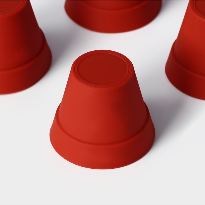 Набор форм для выпечки Доляна &laquo;Цветочные горшочки&raquo;, силикон, 7&times;5,5 см, 6 шт, цвет красный