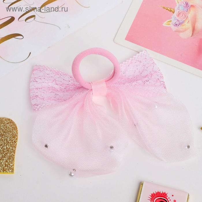 Резинка для волос "Бантик Лили воздушный" 8х7 см, розовый
