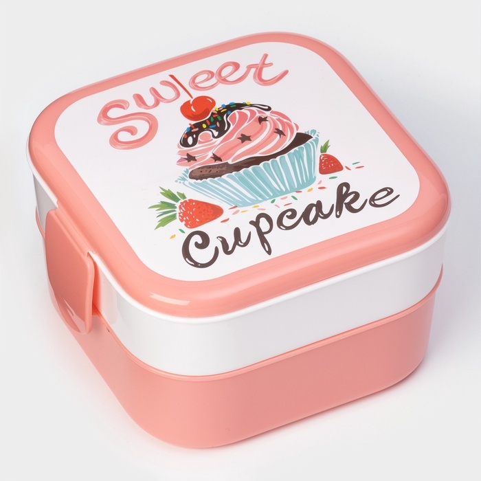 Контейнер для обеда «Капкейки», 2 отделения, 400 мл Контейнер для обеда «Капкейки», 2 отделения, 400 мл