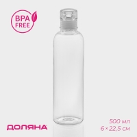 Бутылка для воды Доляна, 500 мл, 6&times;6&times;22,5 см, полистирол, цвет прозрачный